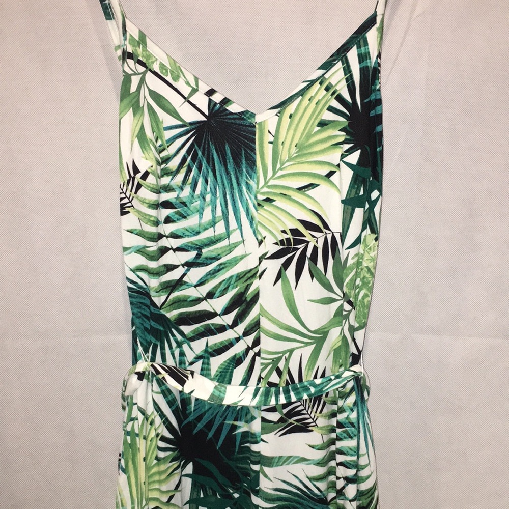Tropical Print Front Split Spaghetti Straps Maxi Dress | Size M
